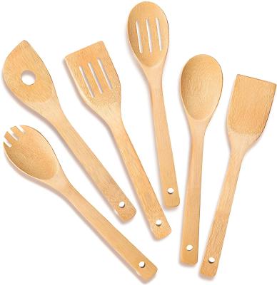 China Amazon Sustainable Best Selling Natural Bamboo Cookware Set Spatula Set Bamboo Utensil Set For Cooking for sale