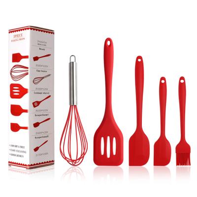 China Viable Cheap Food Cookware Set 5Pcs Home and Kitchen Instruments Heat Resistant Silicone Utensils Silicone Cookware Sets for sale