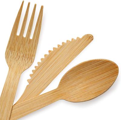 China 100 170 mm Bamboo Knife Fork Spoon Wooden Bamboo Cutlery Set Eco-Friendly Combo Package Disposable Bamboo Cutlery Set for sale