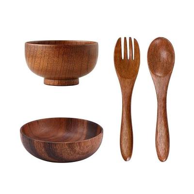 China Sustainable Amazon Logo Acacia Wood Salad Bowl Eco Friendly Hot Selling Custom Set Wooden Dough Bowl Salad Bowl For Fruit Salads for sale