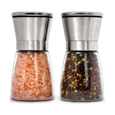 China Stainless Steel Sustainable Lid Decorative Custom Salt and Pepper Shakers Pepper Spice Seasoning Bottle Kitchen Glass Salt Spice Jars for sale