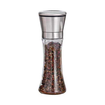 China Custom Ceramic Manual Salt and Pepper Shakers Lemon Pepper Seasoning Spice Bottle Stainless Steel Manual Salt and Dry Pepper Grinder for sale