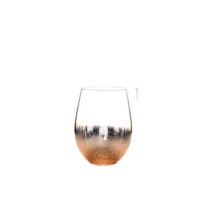 China Sky Egg Cup Minimalist Starry Stemless Glass Electroplating Wine Glass Crystal Tumbler Glass Cup For Whiskey for sale