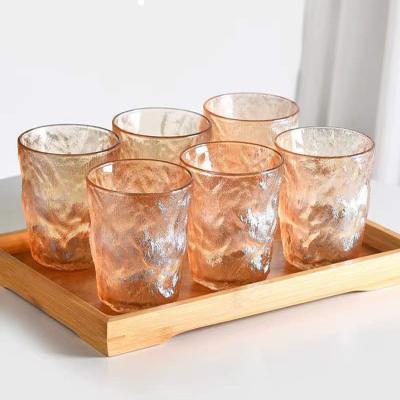 China henglai style bark pattern wine glass tumbler creative european tumbler frosted glass whiskey cup glacier rock glass for sale