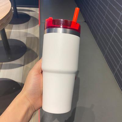 China PORTABLE RTS Hot Sell 30 oz Stainless Steel Thermos Cup Double Wall Travel tumbler Travel Straw Cup for sale