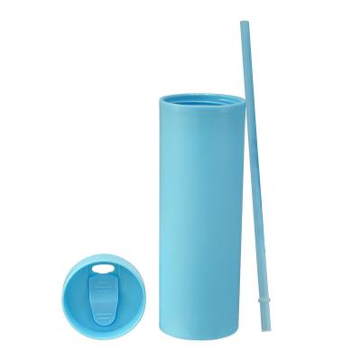 China Disposable Custom Logo 16oz Skinny Double Wall Matte Tumbler Bottle Wholesale reusable Acrylic Tumblers with Lids and Straws for sale