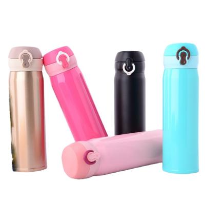 China Wholesale Promotion 500ml Viable Double Wall Stainless Steel Vacuum Insulated Flask Water Bottle With Bounce Lid for sale