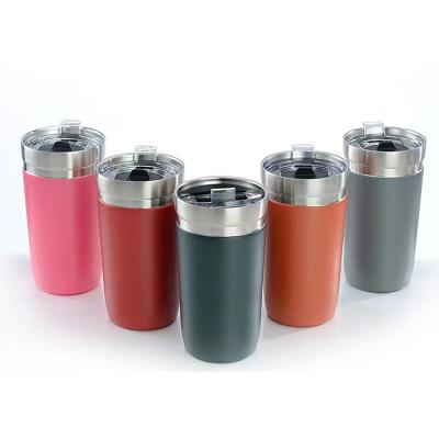 China Custom Logo Business Vacuum Flask 12oz Stainless Steel Water Bottle Insulated Coffee Travel Mug With Handle for sale