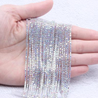 China Hot Sale Glass Rhinestones Back Acute Many Chain Crystal Stones Acute Back Seam DIY Colors 10m Length Chains Cup Clothes Bag for sale