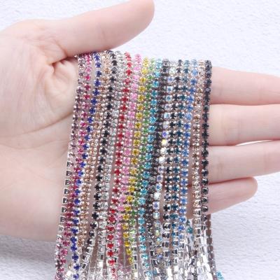 China Factory direct sale pointed back glass rhinestones mix color chains cup chain headed stones DIY back sewing clothes bags for sale