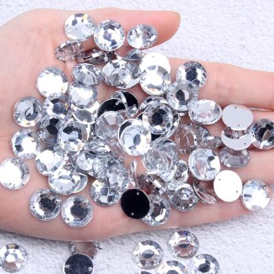 China Hot Selling Flatback Sew On Rhinestones Half Round Faceted Acrylic Gemstone Crystal Stone For Dress Making 10-20mm Flatback Acrylic Rhinestones for sale