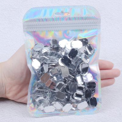 China New Style Crystal Clear Rhinestones Flatback Rectangle Octagon Acrylic Sew On Acrylic Gem Beads Clothing Decorations DIY for sale