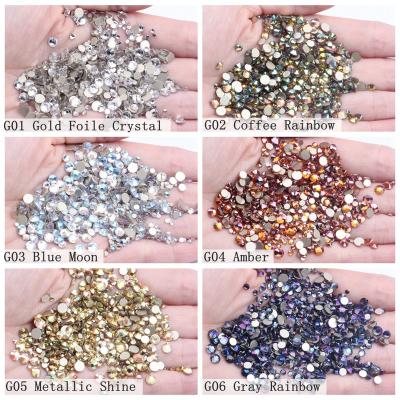 China Flat Back Hot Nail Art Decorations Glass Manicure Bling Bling Non-HotFix 3D Fake Stones SS6 14400PCS Crystal Stones Flat Back Nail Hot Sale for sale