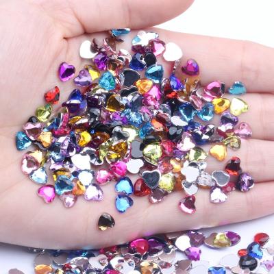 China Hot Sale 6mm Acrylic Rhinestones 10000pcs Heart Shape Flat Back Flat Facets For Nails Art Glue On DIY Jewelry Making Acrylic Gem for sale