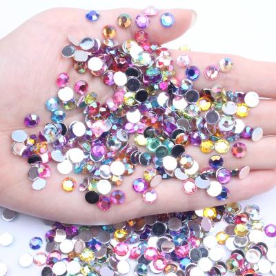 China Hot Sale Acrylic Rhinestone Flatback Half Round Beads Mix Size 2-8mm Facets Mix Size DIY Craft Backpack Garment Accessories Acrylic Gem Flatback for sale