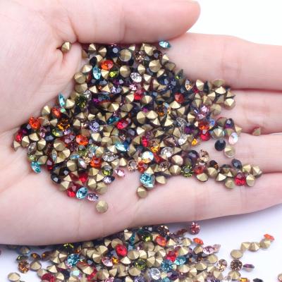 China New Style Pointback Shiny Glass Rhinestones Many Colors ss12-ss16 Mini Pointback Stones Loose Rhinestone Bead Nail Art DIY Decorations for sale