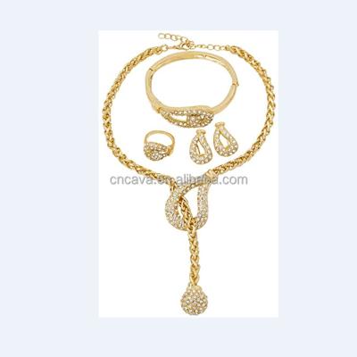 China CLASSIC hot indian gold bollywood dubai unique snake chain jewelry set and gold crystal costume jewelry lasso necklace sets for women for sale