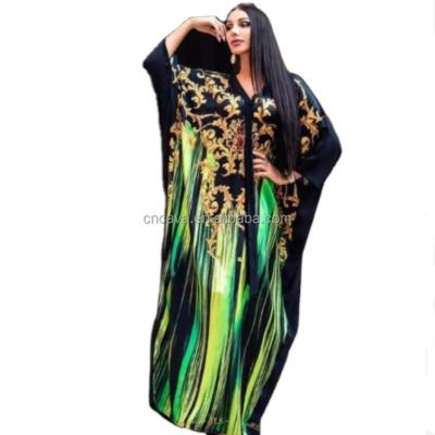 China African border women's polyester newcomer supply fashion brands loose print long dress dresses for sale