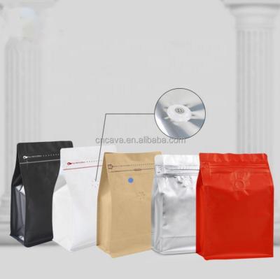 China Recyclable Customized Size Aluminum Foil Flat Bottom Coffee Bag With Valve for sale