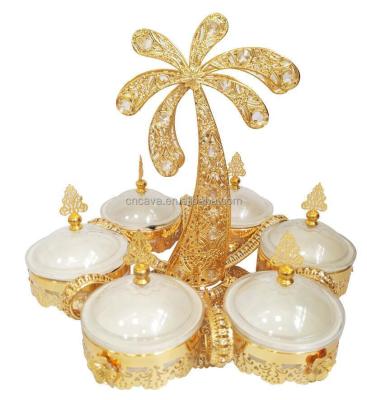 China 2021 viable hot sale metal gold sugar jar dried fruit box for home decoration for sale