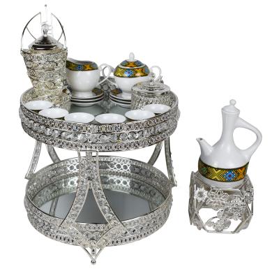 China High quality Ethiopian habesha viable new arrival metal rekebot coffee table with 17pcs coffee set for sale