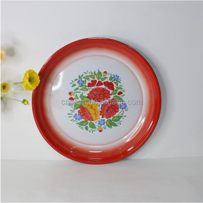 China Viable Flower New Design High Quality Chinese Style Enamel Tea Tray Customized Large Coffee Tray for sale