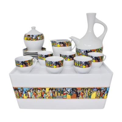 China WITH LID ethiopian eritrean oromo porcelain coffee set with rekebot plastic table for sale