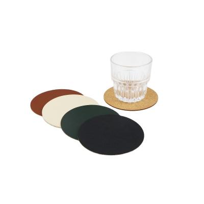 China Viable Professional Factory Price Custom Design Colorful Round Heat Resistant Leather Cork Coaster Cup Mat for sale