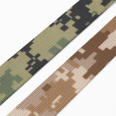 China Digital Viable Professional High Strength Custom Nylon Tactical Desert Camouflage Goods Production Design Flat Webbing for sale