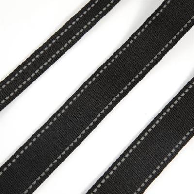 China Viable Custom Dog Leash Strap Nylon Webbing With Reflective Black Nylon Webbing Strap 10Mm For Pet for sale