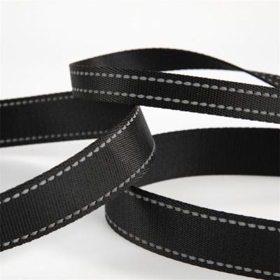 China Advance Viable Custom Collar Dog Safety Strap Reflective Black Nylon Webbing For Pets Reflective Webbing In The Dark for sale