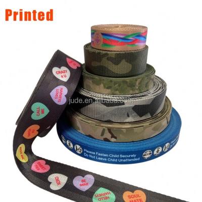 China Other JUDE Nylon Gold Polyester Custom Printed Camouflage Pet Logo Pattern Belt Printed Webbing for sale