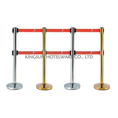 China 201#Stainless Steel Double Belts Rope Barrier Queue Management Rack Post Barrier Post for sale