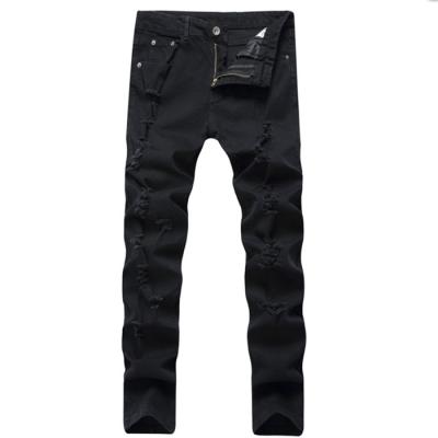 China Color Fade Proof High Quality New Fashion Men's Denim Black Ripped Jeans for sale