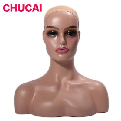 China With Wig Wholesale Price PVC Realistic Fascinating Female Realistic Mannequin Mannequin Main Head With Shouldersand Makeup Wig for sale