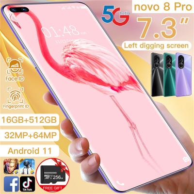 China New Arrival Novo8 huawie mate 16GB+512GB Pro Dual SIM Card 2022 7.3inch Large Screen Unlock Mobile Phone 32MP+64MP HD Camera Mobile Phone for sale