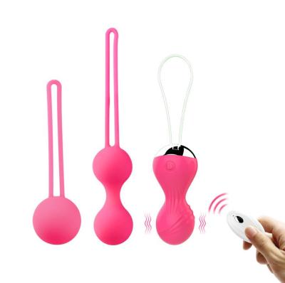 China Remote Control Kegel Tester Silicone Kegel Vibrating Ball Set Waterproof Soft Silicone Kegel Balls For Woman Exercise Trainer for sale