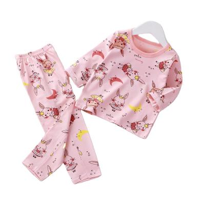 China New Children's Breathable Summer Long Sleeve Clothes Baby Pants Two Pieces Pajamas Set Girls for sale