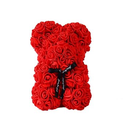 China Best Selling 25cm Artificial Flower Durable Hot Foam PE LED Rose Teddy Oso Rosa Rose Bear For Valentine Mother's Day With Box for sale