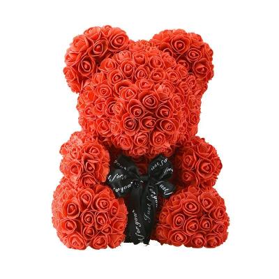 China Durable Romantic 40cm Multi Color LED Foam Light LED Artificial Flower Rose Bear With PVC Gift Box For Mother's Valentines Day for sale