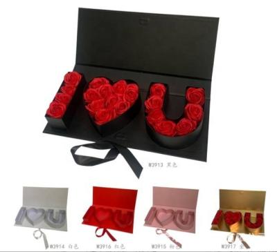 China Gift For Girls Valentine Mother's Day Gift Letter Rectangle Flower Box Eternal 2023 Soap I Love You With Hand Gift Box for sale