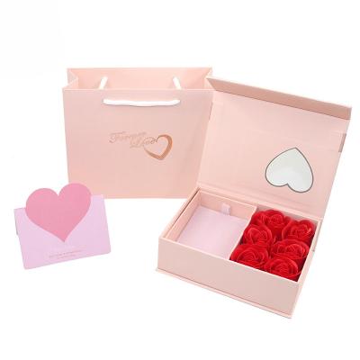 China Gift For New 6pcs Rose Soap Flower Gift Box Girls Necklace Lipstick Box Valentines Day Mothers Day Birthday Gift 2023 for sale