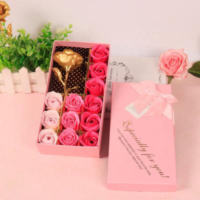 China Best Gift for One Loved One Christmas 24k Gold Foil Artificial Flower 12 Petal Scented Soap Rose Gift Box for Mother's Day Valentine Wedding Decoration for sale