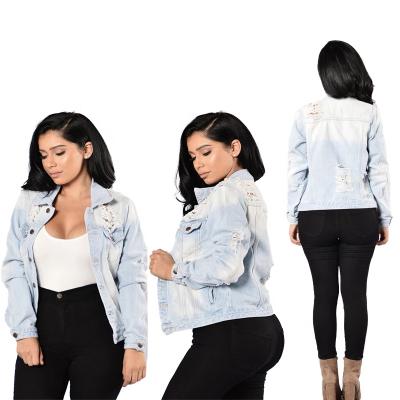 China Anti-Wrinkle 2021 Ready To Ship Cotton New Autumn Fashion Casual Vintage Turn-Down Collar Ripped Jeans Jacket Coats for sale