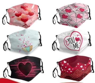 China Valentine's Day Cotton/Polyester/Satin/Silk Face Maskes Face Cover Love Color Unisex Reusable Cuff Washable Bandana Neck Balaclava Maskes For Sports for sale