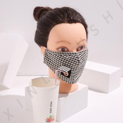 China Anti-dust fashion kids adult women say dustproof drinking washable mouth maskes hole straw face maskes maskes for drinking for sale