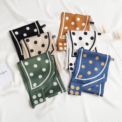 China New fashion new fashion sectional sectional decoration scarf women's polka dot scarves simple flame silk narrow thin warm decoration small for sale