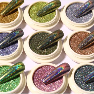 China Phone/gold laser mirror plating titanium super bright nail/shoes/nail bag/clothing decoration glitter 6 color glitter laser nail set powder for sale