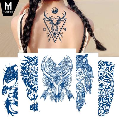 China Temporary Blue Pattern Artificial Flowers Arm Waterproof Temporary Fake Shoulder Flash Henna Tattoos Sticker Women On Body for sale