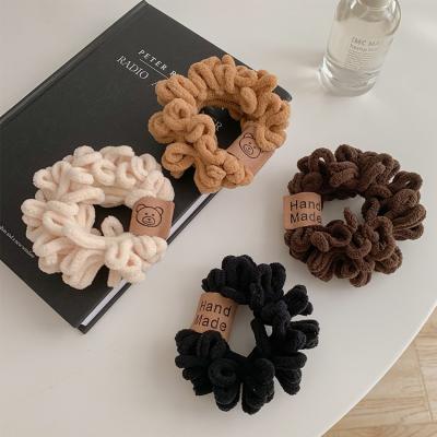 China Japan milk tea color bear headband Korean female and Korean style temperament plush scrunchies adult hair band for sale